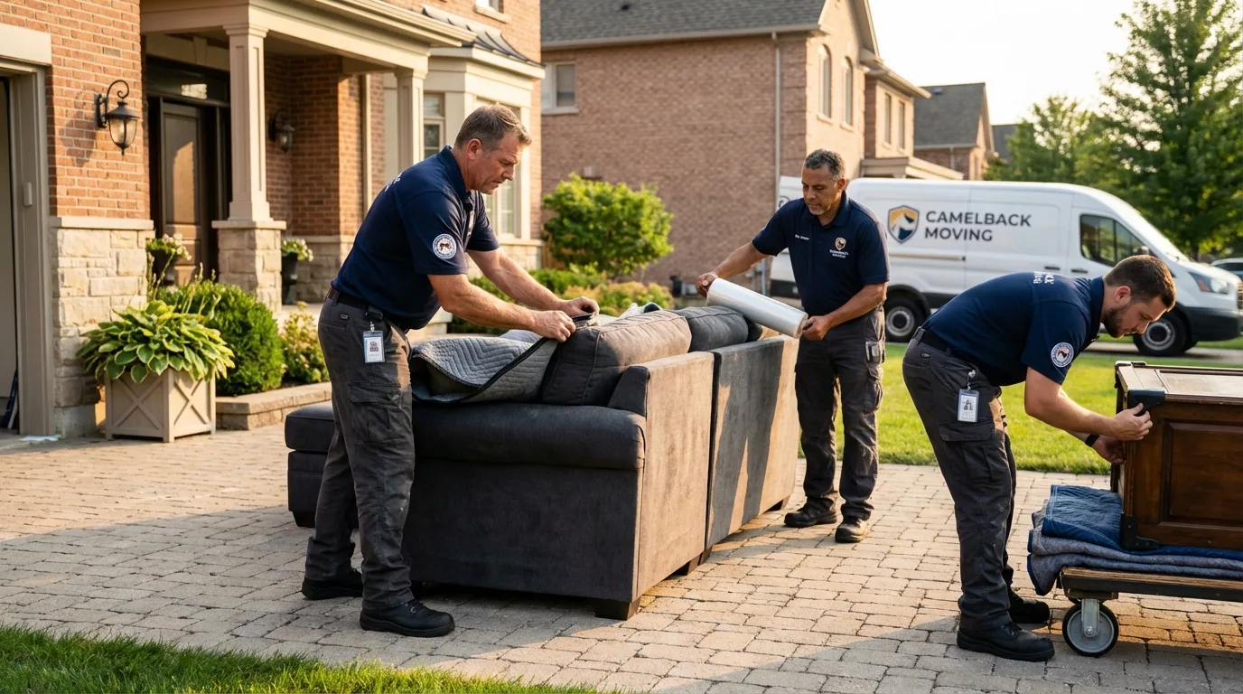 Large estate moving crew wrapping furniture in East Earl, PA