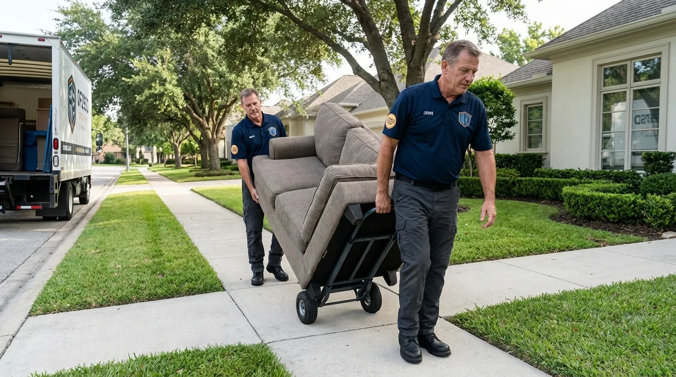 Local residential moving crew loading furniture in East Earl, PA